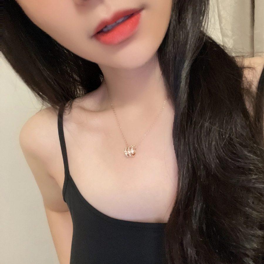 [Mystic Crown]SERPENTI PINK GOLD NECKLACE DOUBLE RING DIAMOND