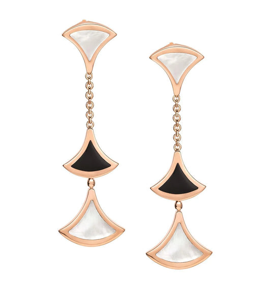 [Mystic Crown]DREAM EARRINGS 3 MOTIFS ONYX MOP PINK GOLD