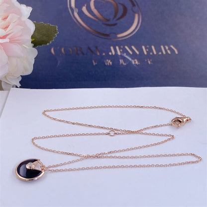 [Mystic Crown]AMULETTE ROSE GOLD ONYX NECKLACE
