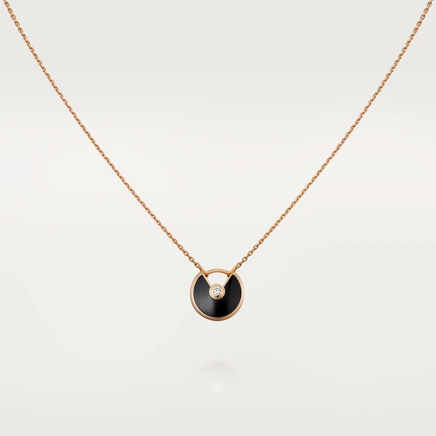 [Mystic Crown]AMULETTE ROSE GOLD ONYX NECKLACE