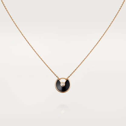 [Mystic Crown]AMULETTE ROSE GOLD ONYX NECKLACE