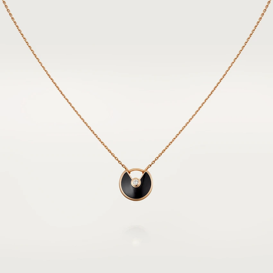 [Mystic Crown]AMULETTE ROSE GOLD ONYX NECKLACE