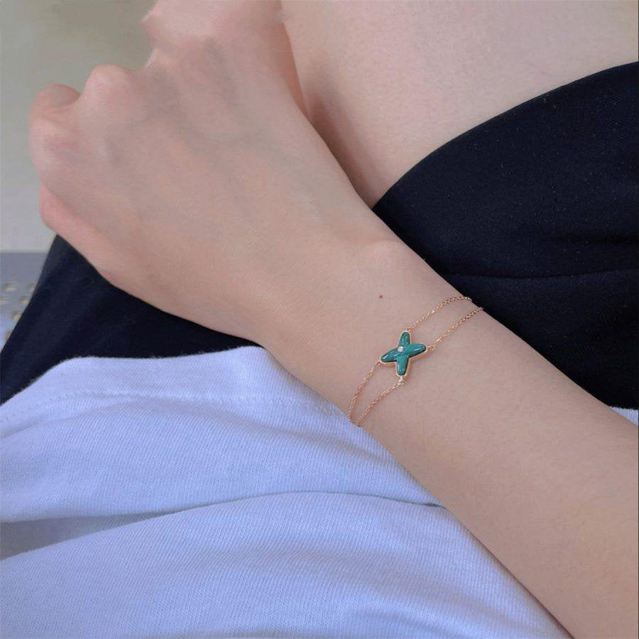 [Mystic Crown]JEUX BRACELET MALACHITE PINK GOLD 1 DIAMOND