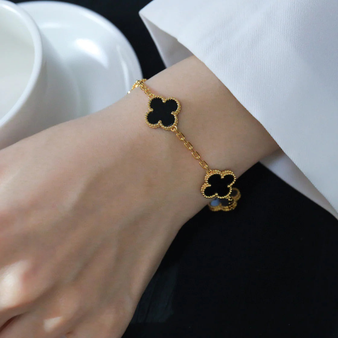 [Mystic Crown]CLOVER  5 MOTIFS BLACK ONYX BRACELET