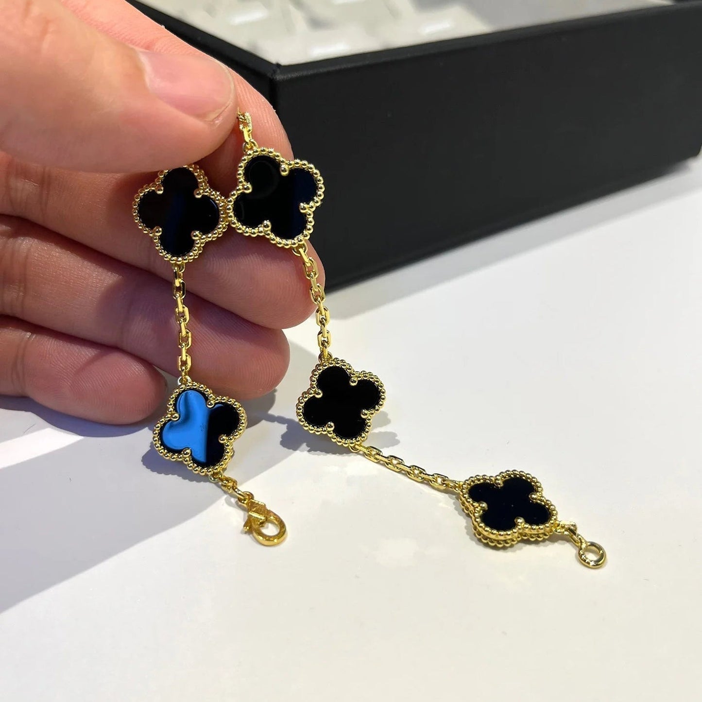 [Mystic Crown]CLOVER  5 MOTIFS BLACK ONYX BRACELET