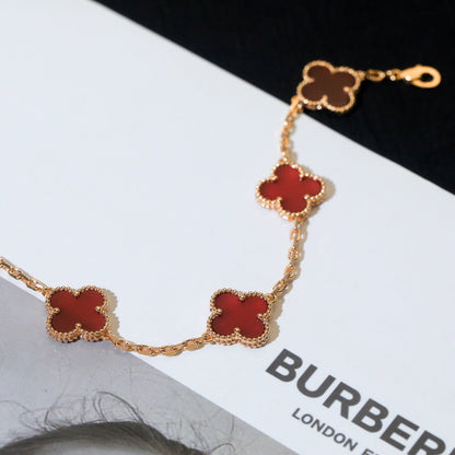 [Mystic Crown]CLOVER 5 MOTIFS RED AGATE  BRACELET