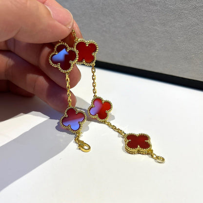 [Mystic Crown]CLOVER 5 MOTIFS RED AGATE  BRACELET