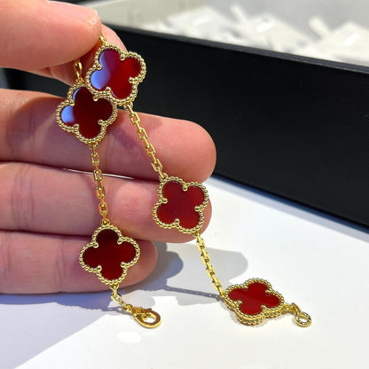 [Mystic Crown]CLOVER 5 MOTIFS RED AGATE  BRACELET