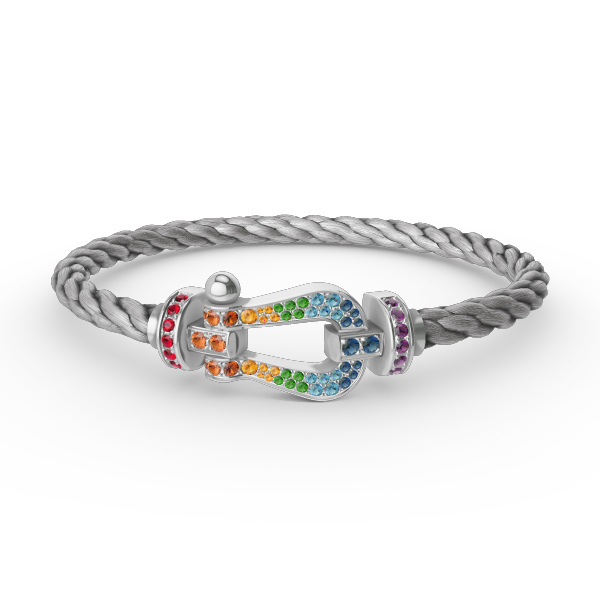 [Mystic Crown]FORC LARGE HORSESHOE  COLORED DIAMOND BRACELET SILVER