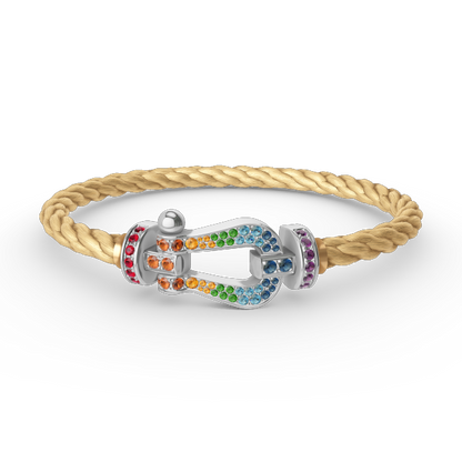 [Mystic Crown]FORC LARGE HORSESHOE  COLORED DIAMOND BRACELET SILVER