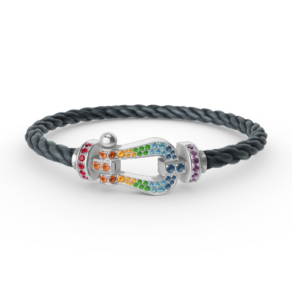 [Mystic Crown]FORC LARGE HORSESHOE  COLORED DIAMOND BRACELET SILVER
