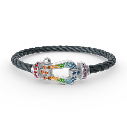 [Mystic Crown]FORC LARGE HORSESHOE  COLORED DIAMOND BRACELET SILVER