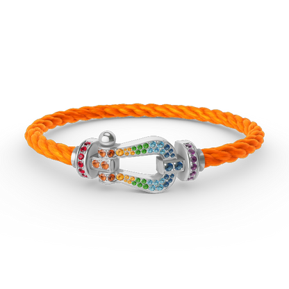[Mystic Crown]FORC LARGE HORSESHOE  COLORED DIAMOND BRACELET SILVER