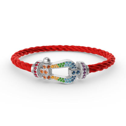 [Mystic Crown]FORC LARGE HORSESHOE  COLORED DIAMOND BRACELET SILVER