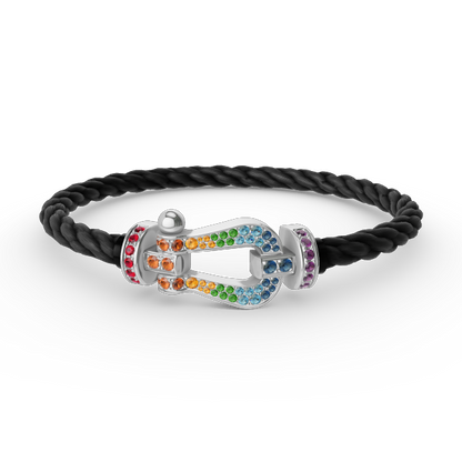 [Mystic Crown]FORC LARGE HORSESHOE  COLORED DIAMOND BRACELET SILVER
