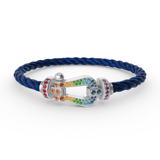 [Mystic Crown]FORC LARGE HORSESHOE  COLORED DIAMOND BRACELET SILVER