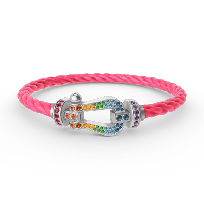 [Mystic Crown]FORC LARGE HORSESHOE  COLORED DIAMOND BRACELET SILVER