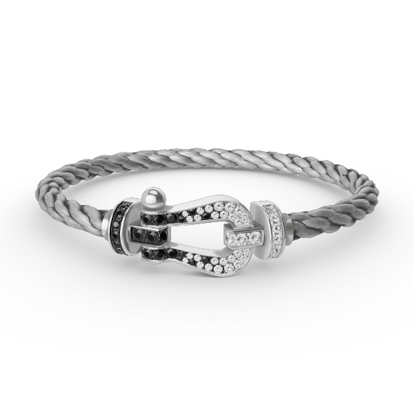 [Mystic Crown]FORCE LARGE HORSESHOE BLACK WHITE DIAMOND BRACELET SILVER