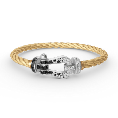 [Mystic Crown]FORCE LARGE HORSESHOE BLACK WHITE DIAMOND BRACELET SILVER