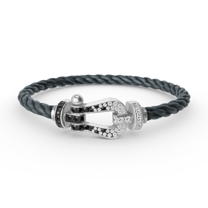 [Mystic Crown]FORCE LARGE HORSESHOE BLACK WHITE DIAMOND BRACELET SILVER