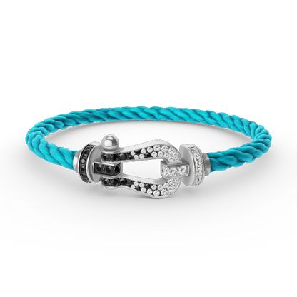 [Mystic Crown]FORCE LARGE HORSESHOE BLACK WHITE DIAMOND BRACELET SILVER