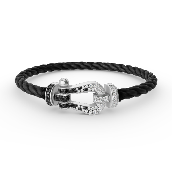 [Mystic Crown]FORCE LARGE HORSESHOE BLACK WHITE DIAMOND BRACELET SILVER