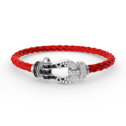 [Mystic Crown]FORCE LARGE HORSESHOE BLACK WHITE DIAMOND BRACELET SILVER