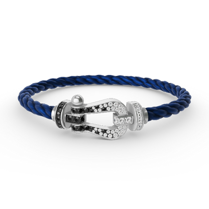 [Mystic Crown]FORCE LARGE HORSESHOE BLACK WHITE DIAMOND BRACELET SILVER