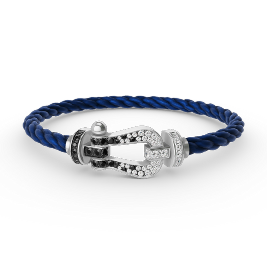[Mystic Crown]FORCE LARGE HORSESHOE BLACK WHITE DIAMOND BRACELET SILVER