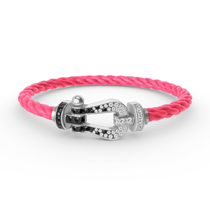 [Mystic Crown]FORCE LARGE HORSESHOE BLACK WHITE DIAMOND BRACELET SILVER