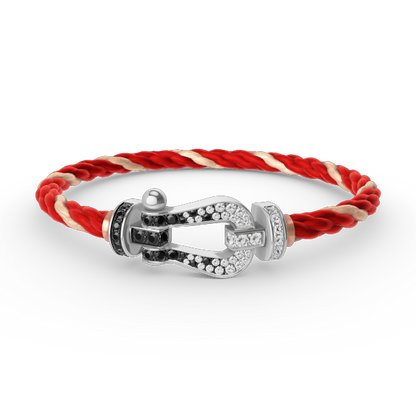 [Mystic Crown]FORCE LARGE HORSESHOE BLACK WHITE DIAMOND BRACELET SILVER