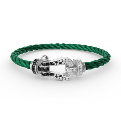 [Mystic Crown]FORCE LARGE HORSESHOE BLACK WHITE DIAMOND BRACELET SILVER