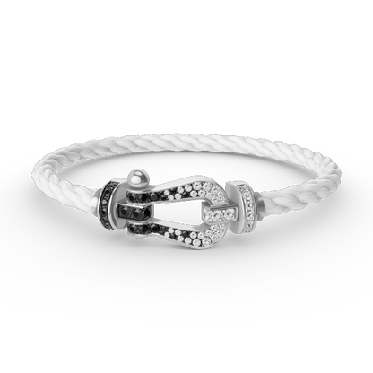 [Mystic Crown]FORCE LARGE HORSESHOE BLACK WHITE DIAMOND BRACELET SILVER