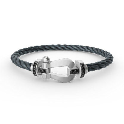 [Mystic Crown]FORCE LARGE HORSESHOE BLACK DIAMOND BRACELET SILVER