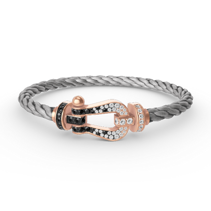 [Mystic Crown]FORCE LARGE HORSESHOE BLACK WHITE DIAMOND BRACELET ROSE GOLD