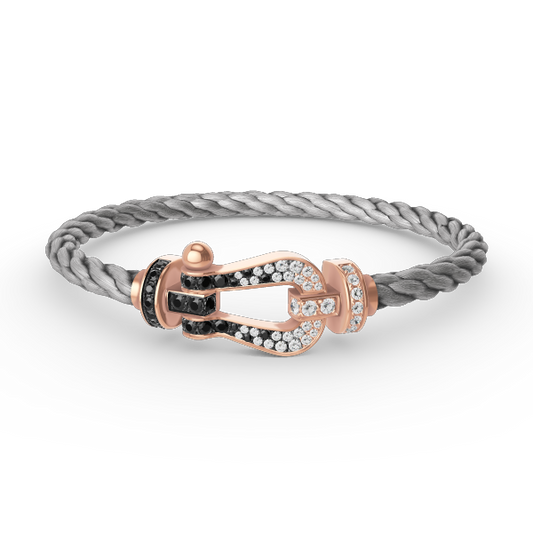 [Mystic Crown]FORCE LARGE HORSESHOE BLACK WHITE DIAMOND BRACELET ROSE GOLD