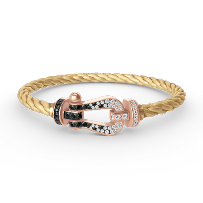 [Mystic Crown]FORCE LARGE HORSESHOE BLACK WHITE DIAMOND BRACELET ROSE GOLD