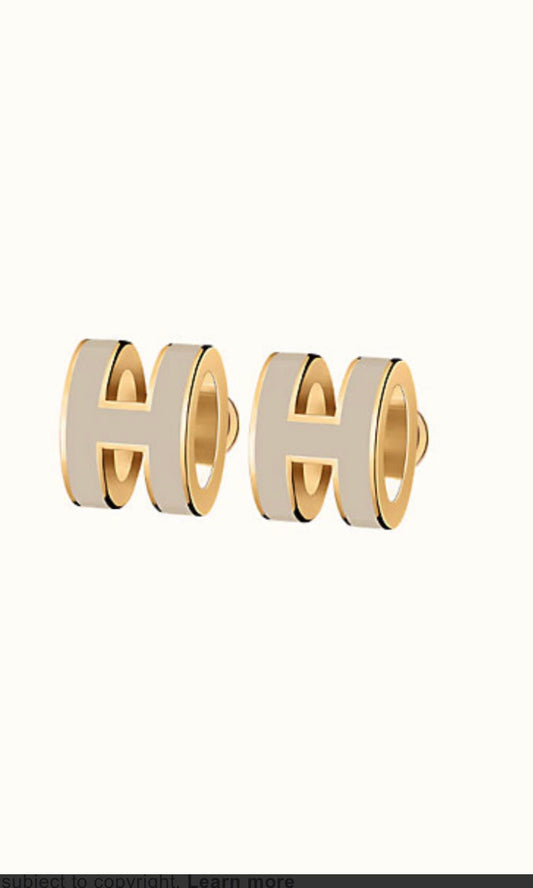 [Mystic Crown]MINI POP H GOLD EARRINGS GREY
