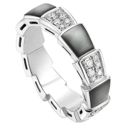[Mystic Crown]SERPENTI RING SILVER DIAMOND BLACK MOP 4MM