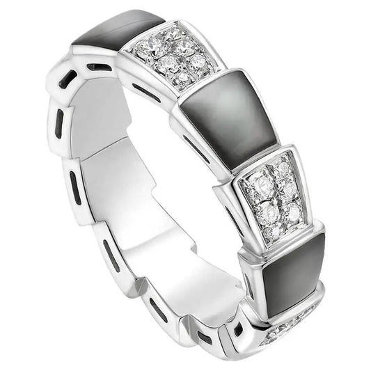 [Mystic Crown]SERPENTI RING SILVER DIAMOND BLACK MOP 4MM
