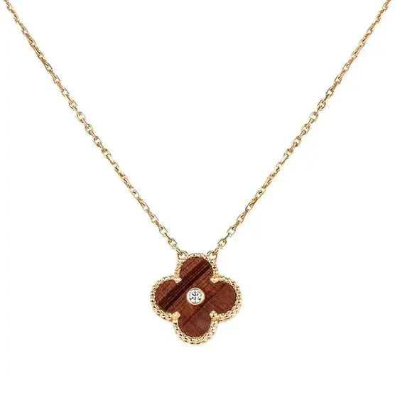[Mystic Crown]CLOVER 15MM DIAMOND AND YELLOW TIGER'S EYE AGATE necklace