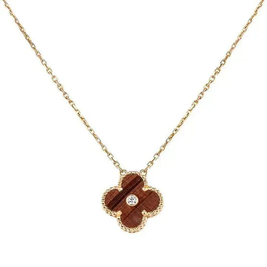 [Mystic Crown]CLOVER 15MM DIAMOND AND YELLOW TIGER'S EYE AGATE necklace