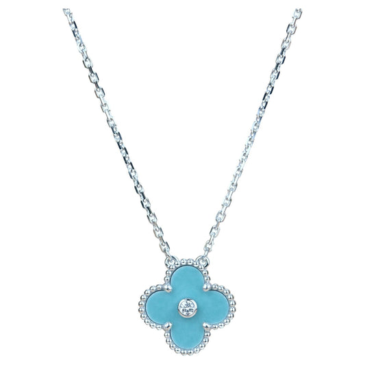[Mystic Crown]CLOVER 15MM DIAMOND SVRES PORCELAIN  NECKLACE SILVER