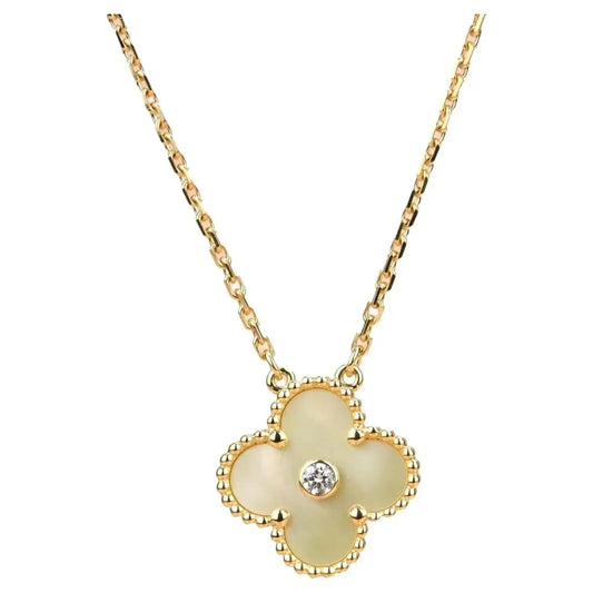 [Mystic Crown]CLOVER 15MM DIAMOND GOLD MOTHER OF PEARL NECKLACE