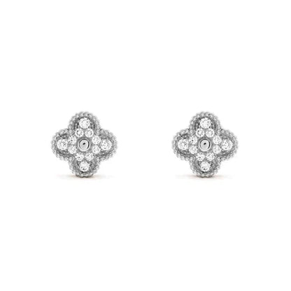 [Mystic Crown]CLOVER 1 MOTIFS DIAMOND STUD EARRINGS SILVER