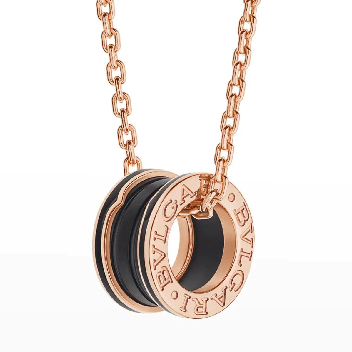 [Mystic Crown]ZERO 1 BLACK CERAMIC PINK GOLD NECKLACE