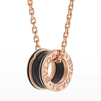 [Mystic Crown]ZERO 1 BLACK CERAMIC PINK GOLD NECKLACE