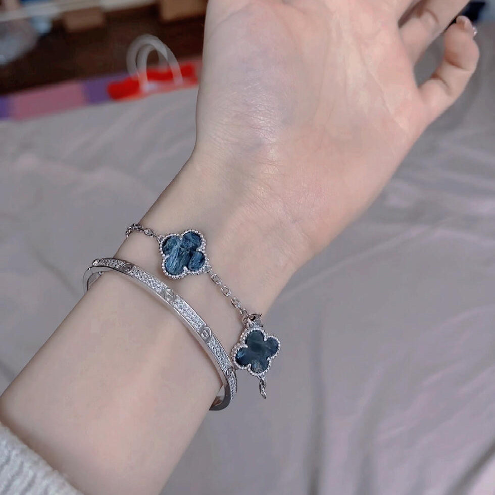 [Mystic Crown]CLOVER 5 MOTIF PIETERSITE SILVER BRACELET