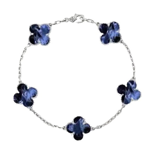 [Mystic Crown]CLOVER 5 MOTIF PIETERSITE SILVER BRACELET