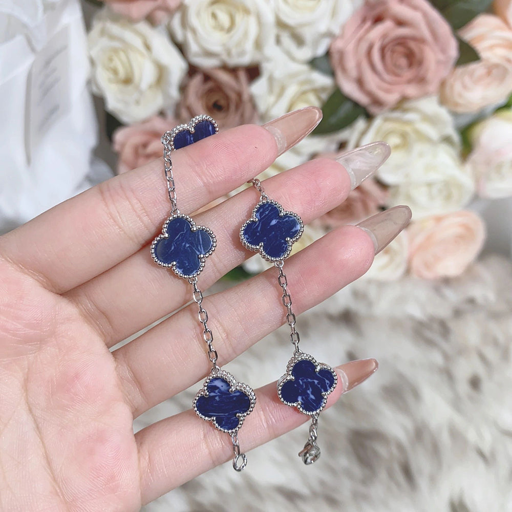 [Mystic Crown]CLOVER 5 MOTIF PIETERSITE SILVER BRACELET